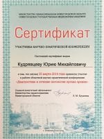 сертификат Кудрявцева Юрия Михайловича